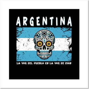 Sugar Skull Buenos Aires Argentina Flag Posters and Art